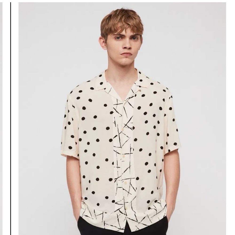 All Saints Aleatori relaxed fit Short Sleeve Polka Dot Shirt Men S/ Women M